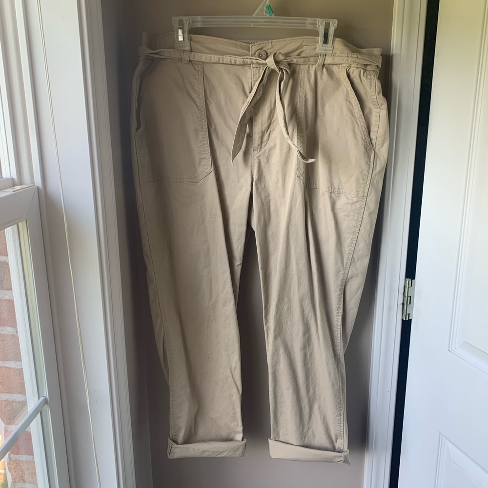 Lee Slim Ankle Paper-Bag Tan Pants